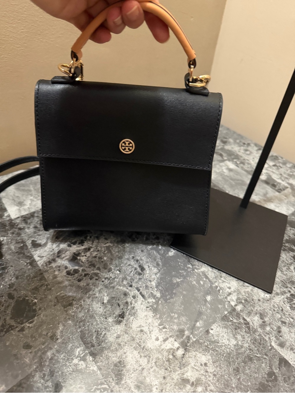 Tory Burch Black Leather Top-Handle Crossbody Bag - Picture 4 of 10